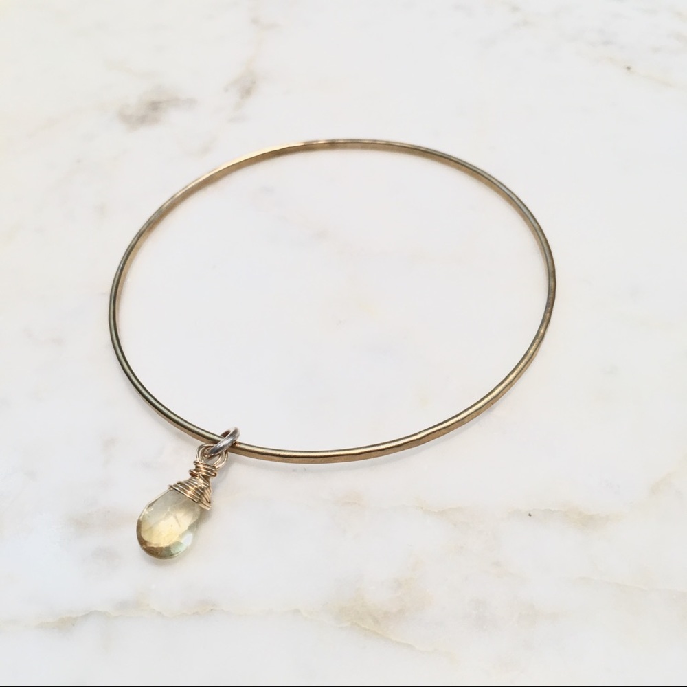 Hammered gold bangle bracelet